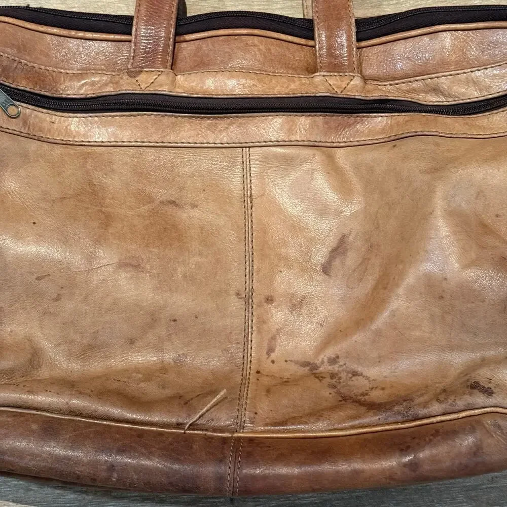 Ansun Brown Leather Laptop Bag